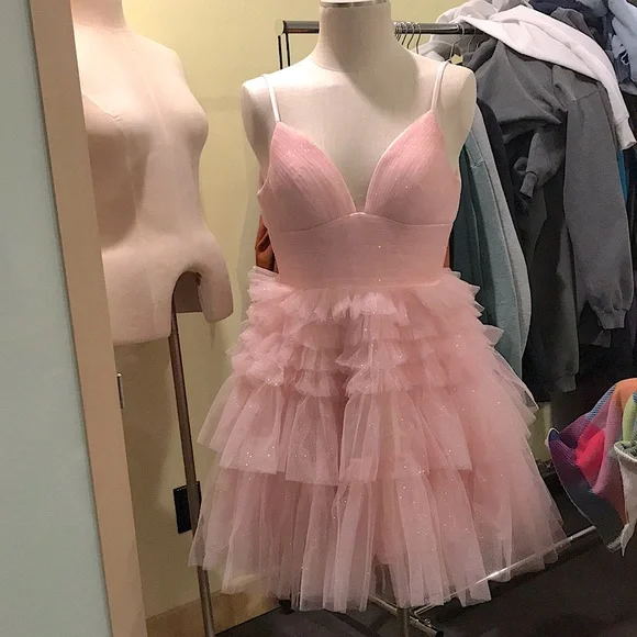 helly moon | Dresses | Pink Ruffle Homecoming Dress | Poshmark